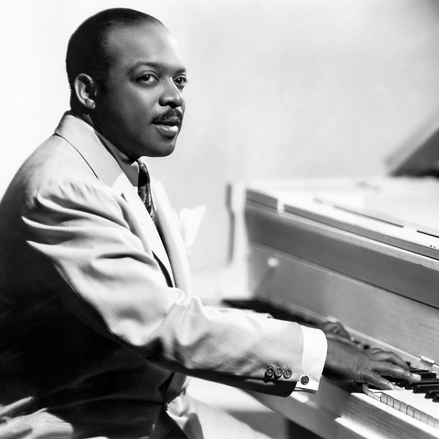 Musician Count Basie at the piano in 1955