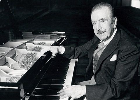 Musician Claudio Arrau at the piano