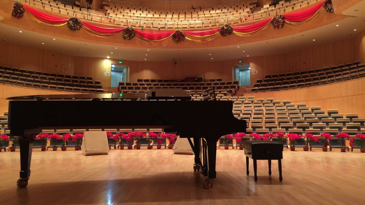 Grand Piano in a Recital Hall