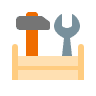 Clipart tool box with a hammer and wrench inside