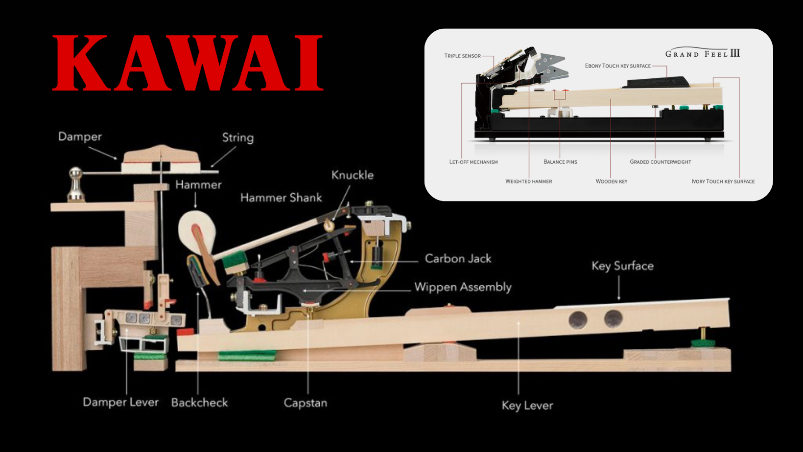 Kawai Millennium III Acoustic Grand Piano Action vs Kawai Grand Feel III Digital Piano Action