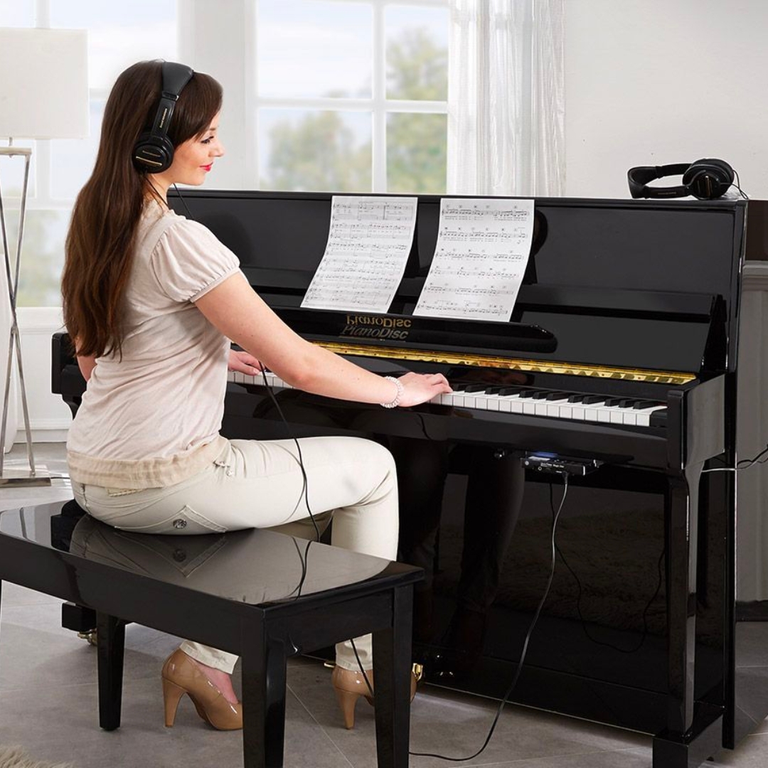 Upright Piano Played Through Headphones with PianoDisc QuietTime Silent System 