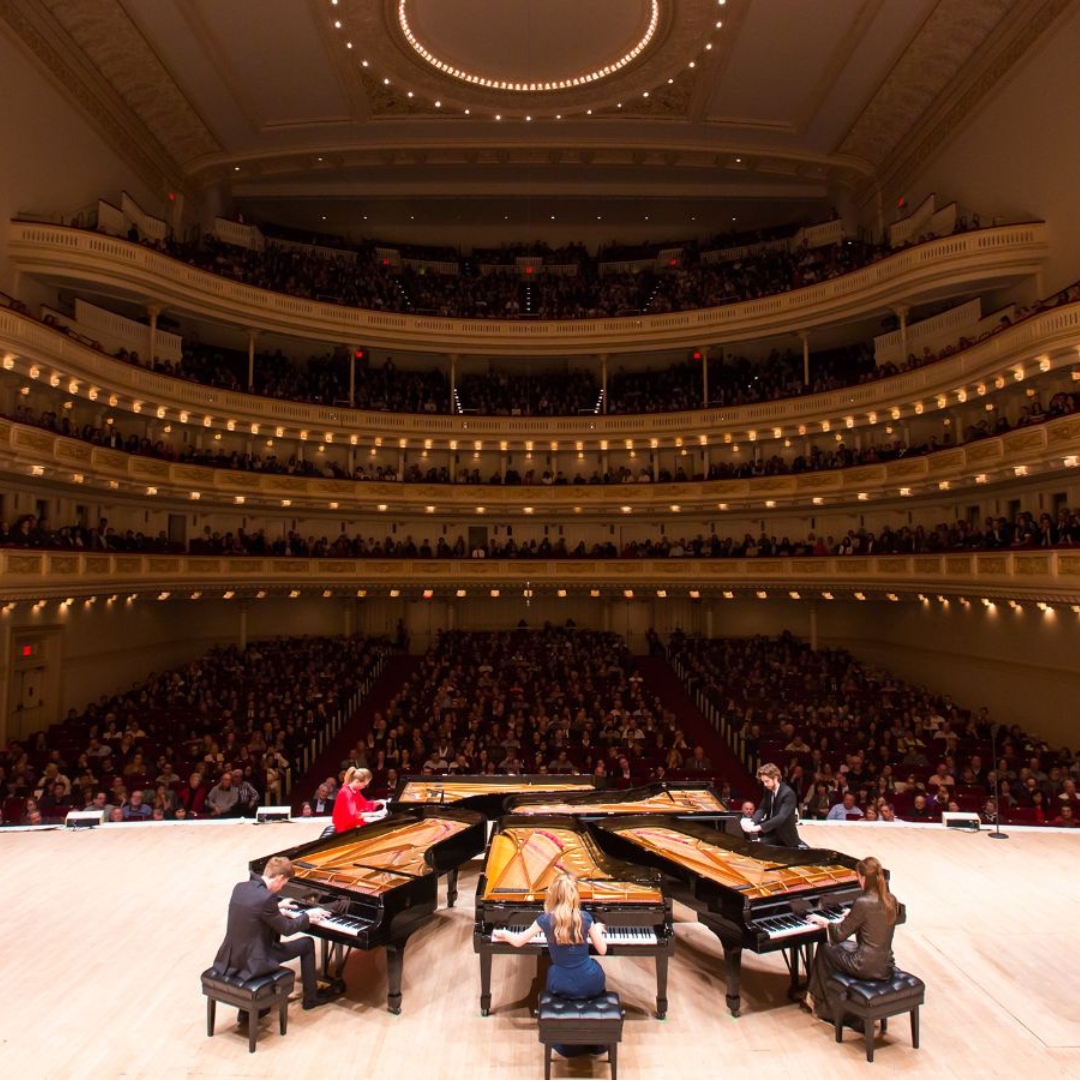 Steinway Concert Grands in a Performance Hall during a 5 Browns Concert